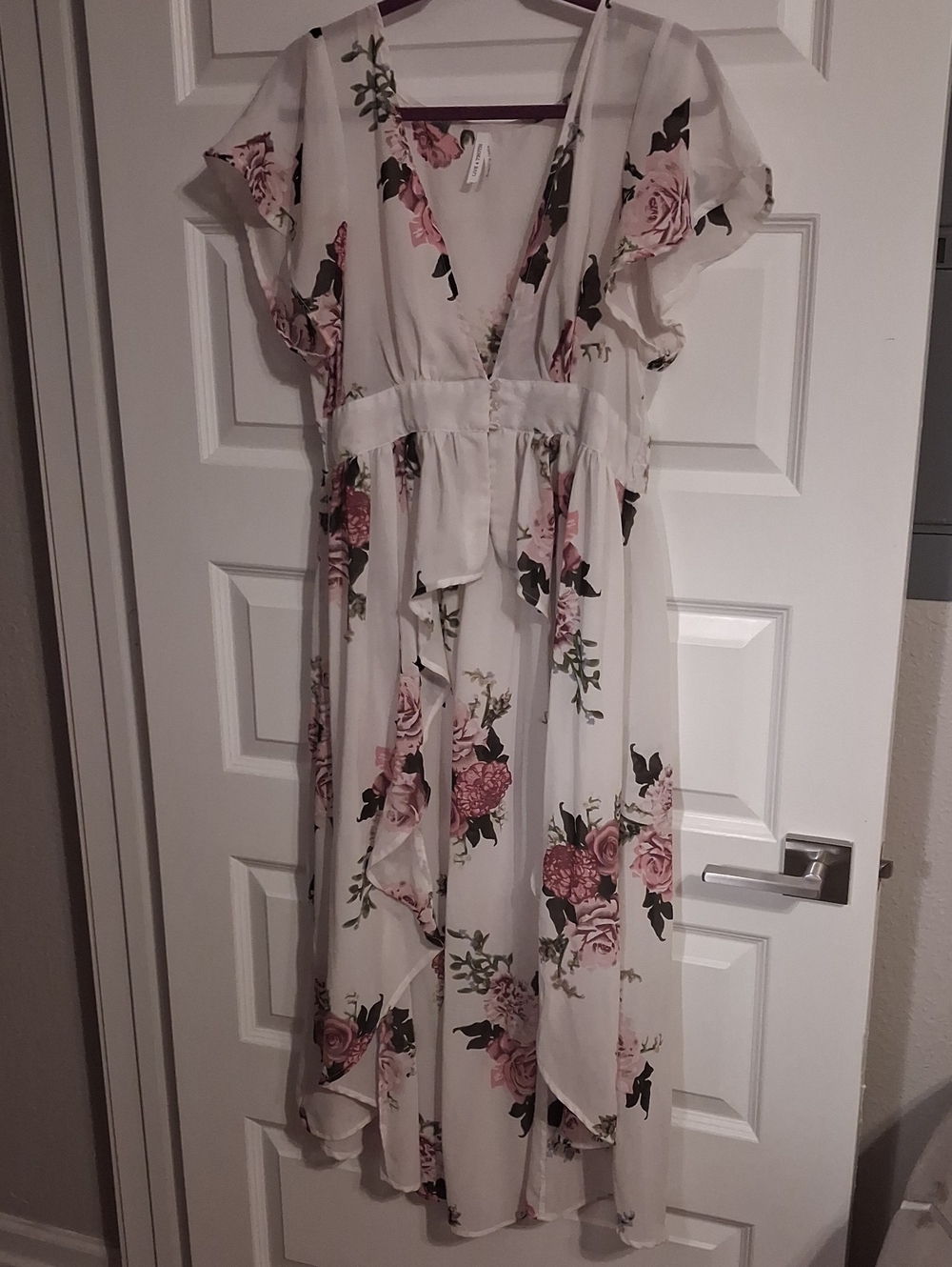 Live 4 Truth White Floral High-Low Dress with Pink Roses